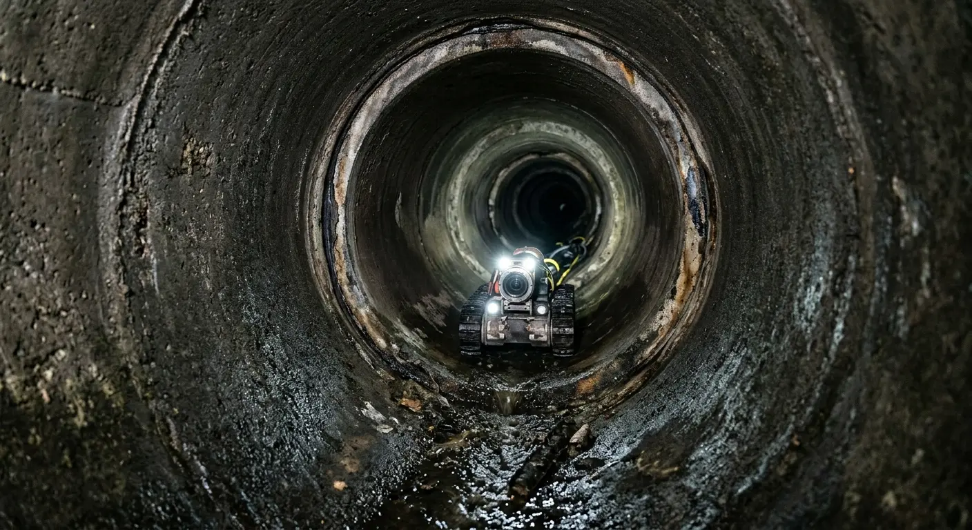 Robotic sewer camera inspecting pipe interior for Sewer Line Repair in Forsyth
